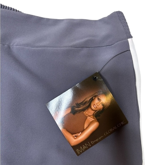 IMAN Global Gunmetal Red Stripe Chic Snap Track Pant Wide Leg Trouser Size 2x - Picture 2 of 13